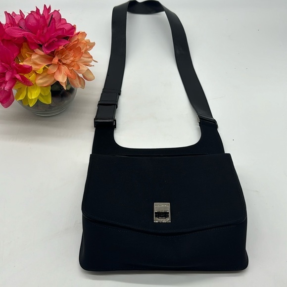 Stuart Weitzman Black Crossbody Mixed Medium Bag - Fabric and leather combo - Picture 1 of 16